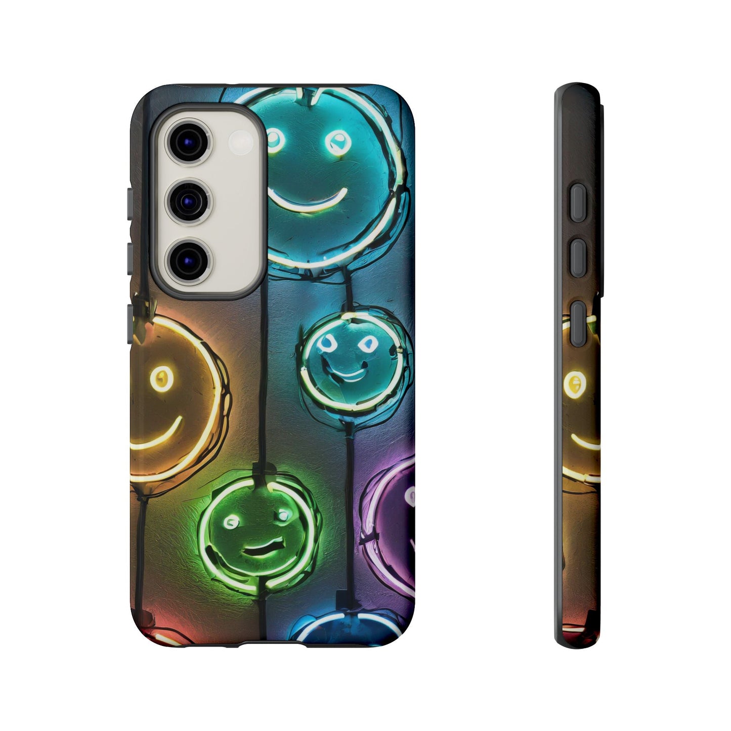 Colorful Neon Smiley Face Phone Case - Tough & Stylish Protection