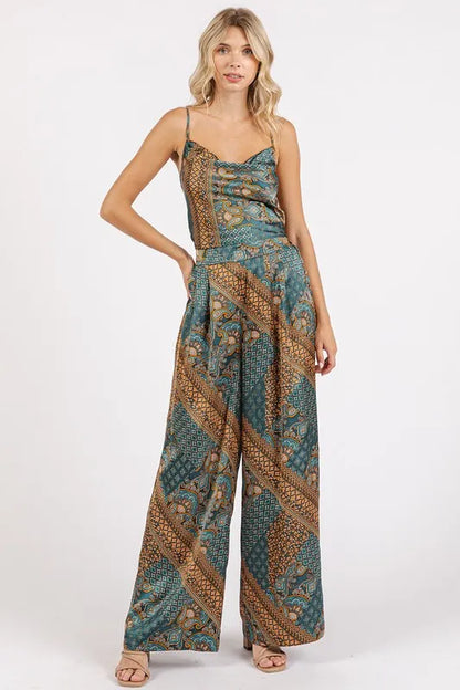 Mittoshop Paisley Patchwork Print Satin Wide Leg Pants