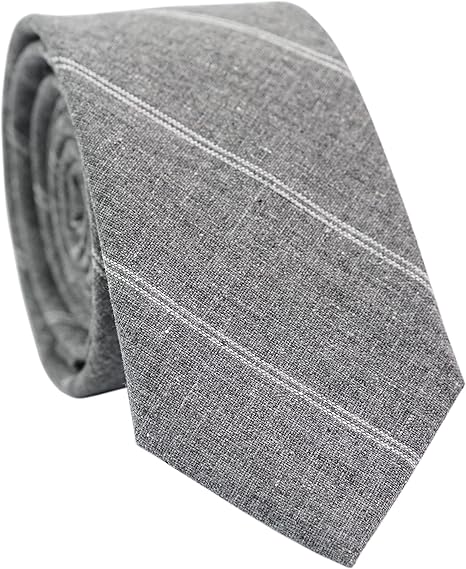 BELLUNO 2.5 inch Skinny Ties for Men, Solid Cotton Linen Neckties