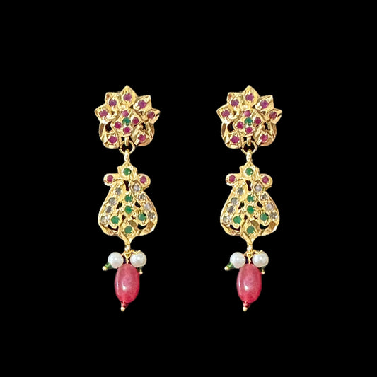 DER545 gold plated earrings in ruby emerald ( READY TO SHIP )
