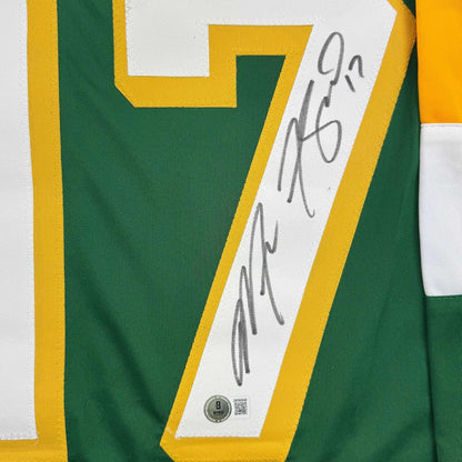 Framed Autographed/Signed Marcus Foligno 35x39 Minnesota Green Hockey Jersey Beckett BAS COA