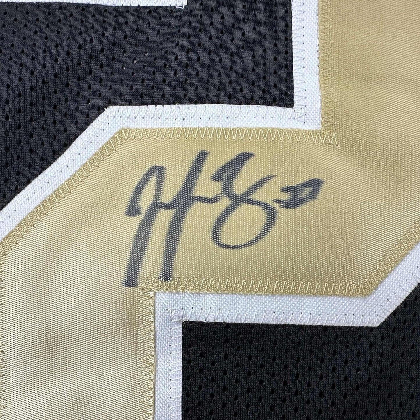 Framed Autographed/Signed Malcolm Jenkins 35x39 New Orleans Black Football Jersey Beckett BAS COA