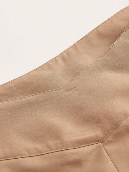 Floerns Women's Plus Size Casual Solid V Low Waist Pleated Hem A Line Mini Skirt Coffee Brown 3XL