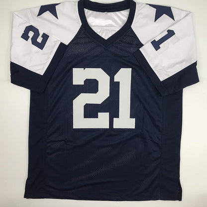 Autographed/Signed Deion Sanders Dallas Thanksgiving Day Football Jersey JSA COA