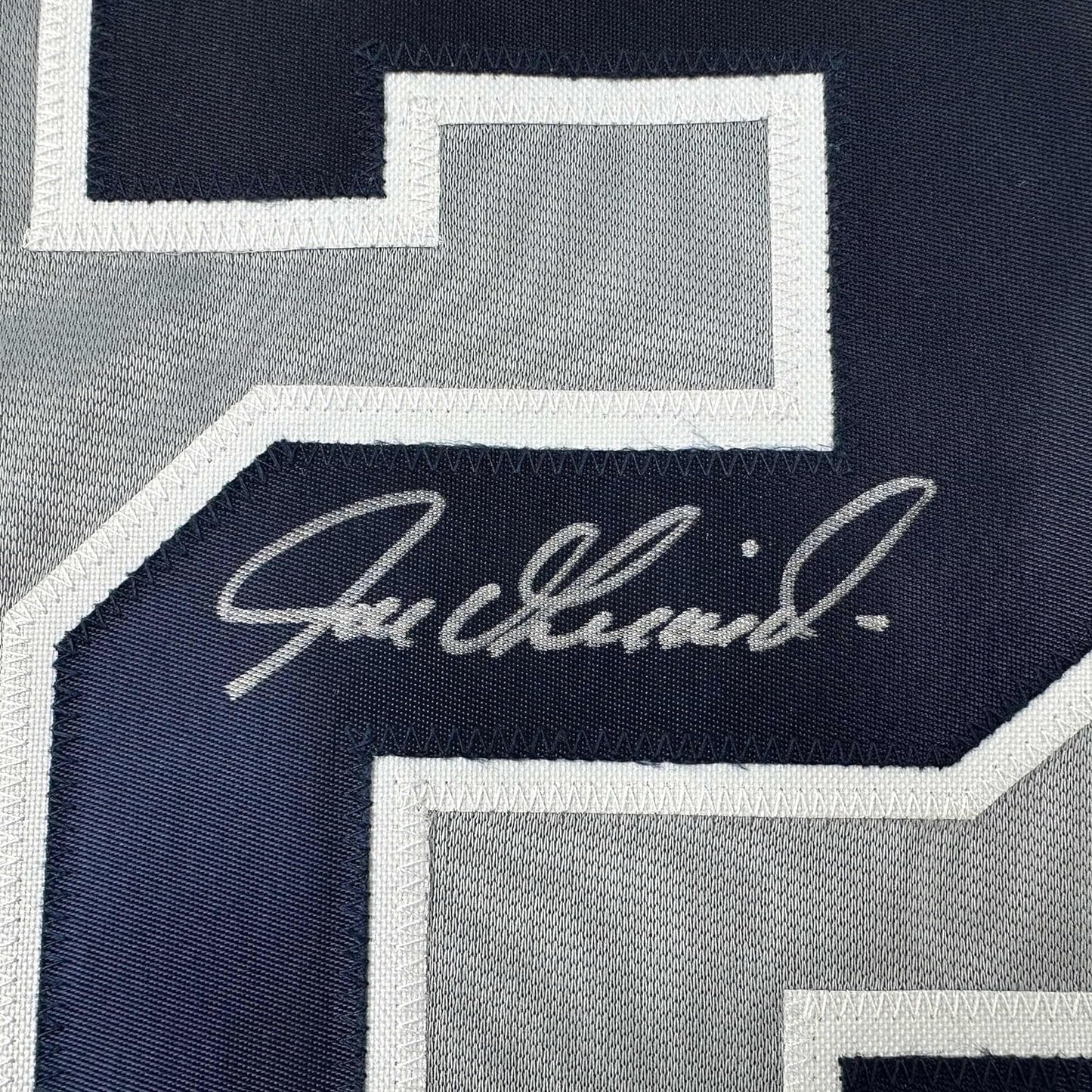 Framed Autographed/Signed Joe Girardi 35x39 New York Grey Baseball Jersey JSA COA