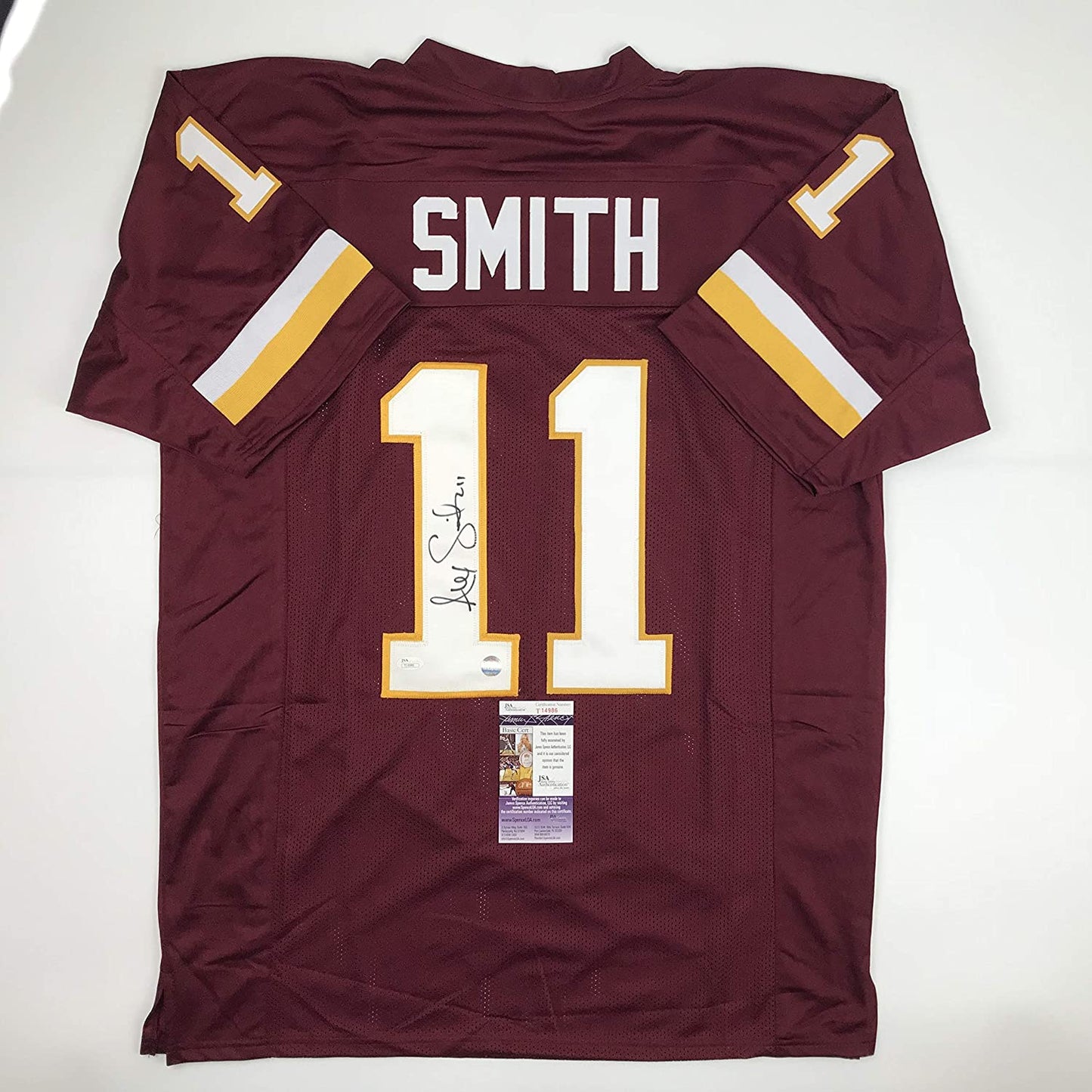 Autographed/Signed Alex Smith Washington Burgundy Football Jersey JSA COA