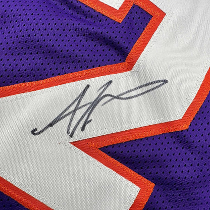 Framed Autographed/Signed Amare Stoudemire 35x39 Phoenix Purple Basketball Jersey Beckett BAS COA