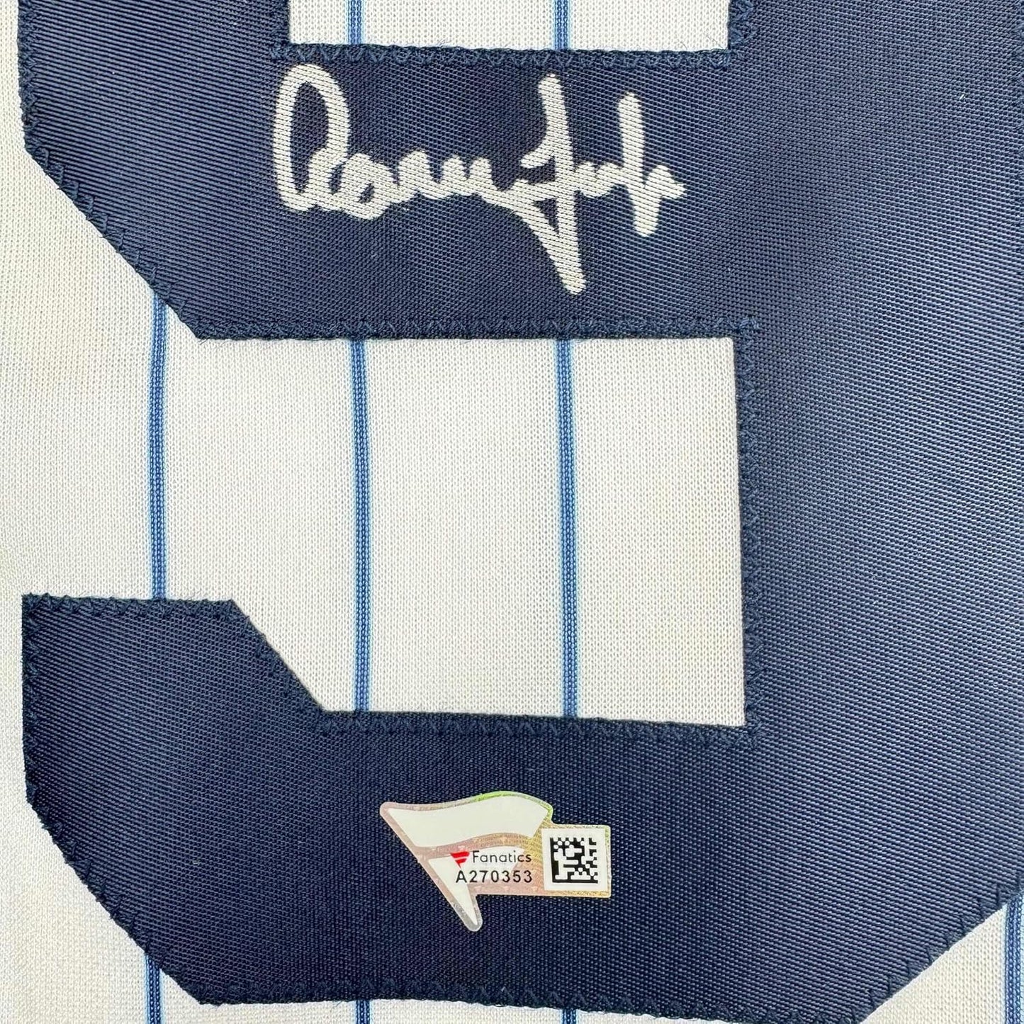 Framed Autographed/Signed Aaron Judge 35x39 New York Yankees Authentic Majestic Pinstripe Baseball Jersey Fanatics COA