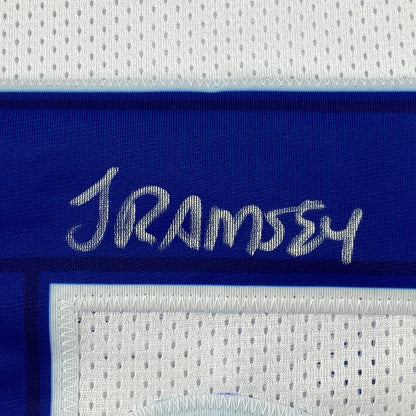 Framed Autographed/Signed Jalen Ramsey 35x39 Los Angeles LA White Football Jersey JSA COA