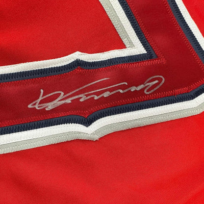 Framed Autographed/Signed Vladimir Vlad Guerrero 35x39 Los Angeles LA Anaheim Red Baseball Jersey Beckett BAS COA