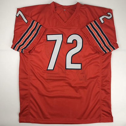 Autographed/Signed William Perry Fridge  The Refrigerator Chicago Orange Football Jersey JSA COA