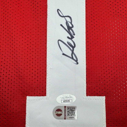 Framed Autographed/Signed Deebo Samuel 35x39 San Francisco Red Football Jersey JSA COA
