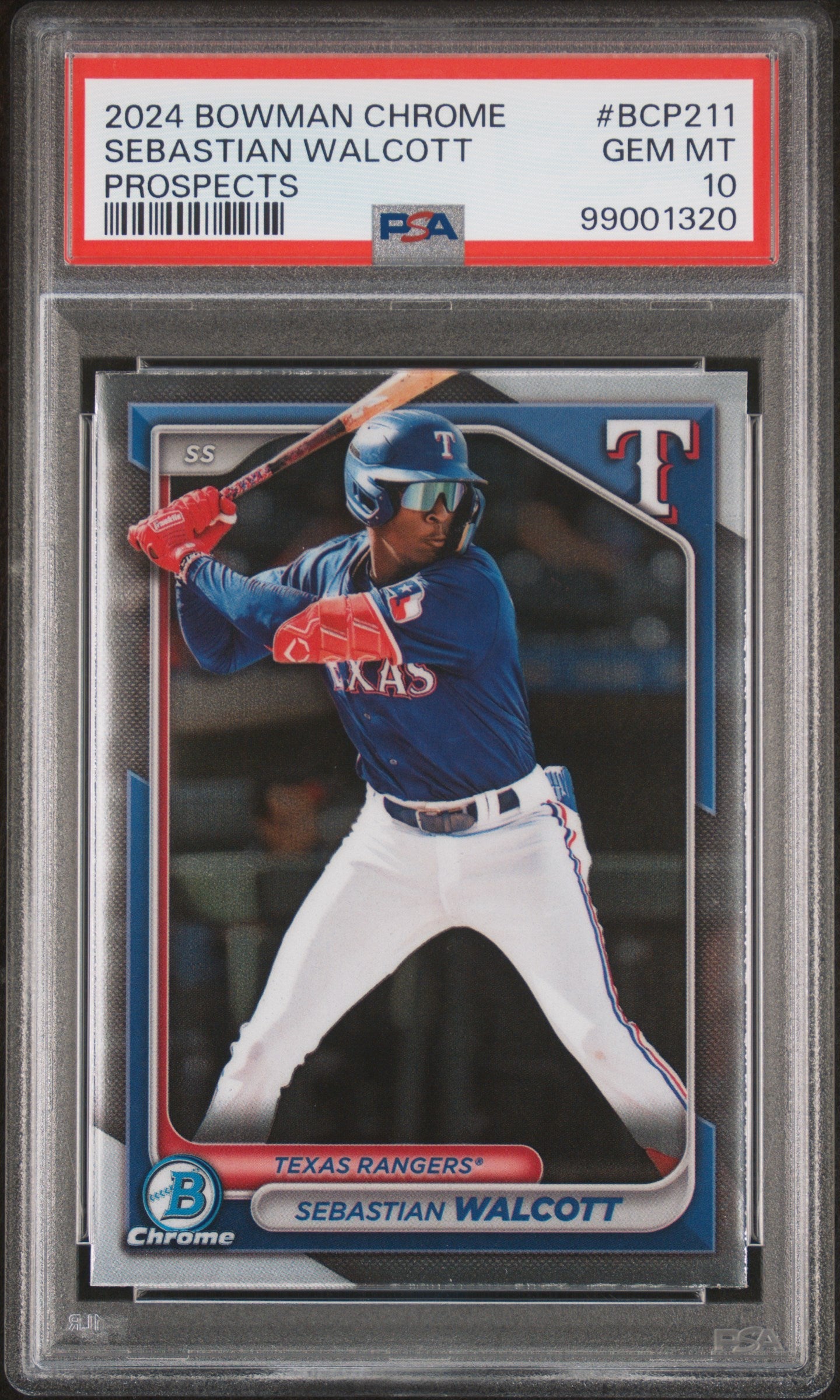 Graded 2024 Topps Bowman Chrome Sebastian Walcott #BCP211 Prospects Rookie RC Baseball Card PSA 10 Gem Mint