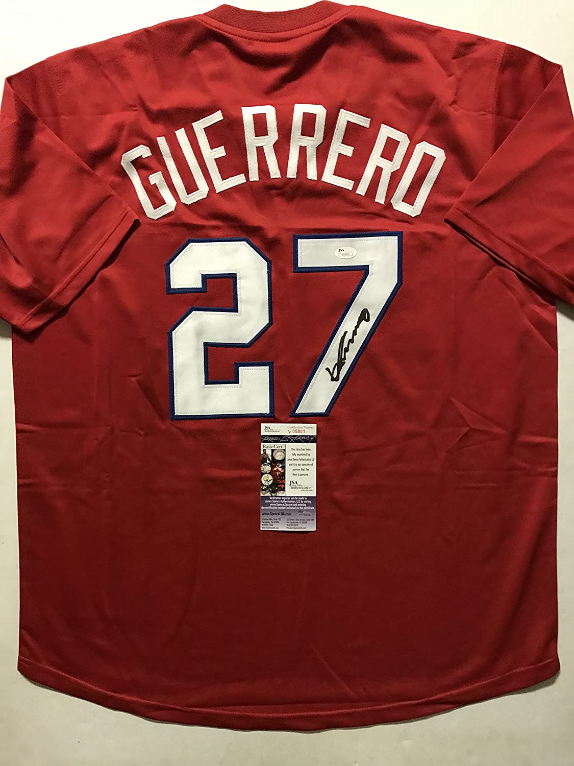 Autographed/Signed Vladimir Vlad Guerrero Montreal Red Baseball Jersey JSA COA