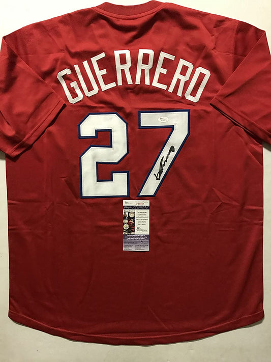Autographed/Signed Vladimir Vlad Guerrero Montreal Red Baseball Jersey JSA COA