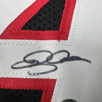 Framed Autographed/Signed Ray Allen 35x39 Miami Black Basketball Jersey Beckett BAS COA