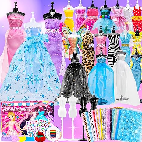 MGparty 800+ Pcs Fashion Designer Kit for Girls with 4 Mannequins Sewing Kit DIY Arts and Crafts for Kid Girls Birthday Gifts Valentine's Day Gifts for Teen Age 6 7 8 9 10 11 12+