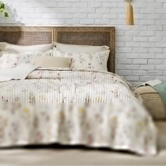 Bedsure Floral Quilt Set Queen - Reversible Autumn Botanical Quilt Bedding Set, 3 Pieces Lightweight Bedspread, Soft Microfiber Coverlet with 2 Pillow Shams for All Seasons (90"x96")