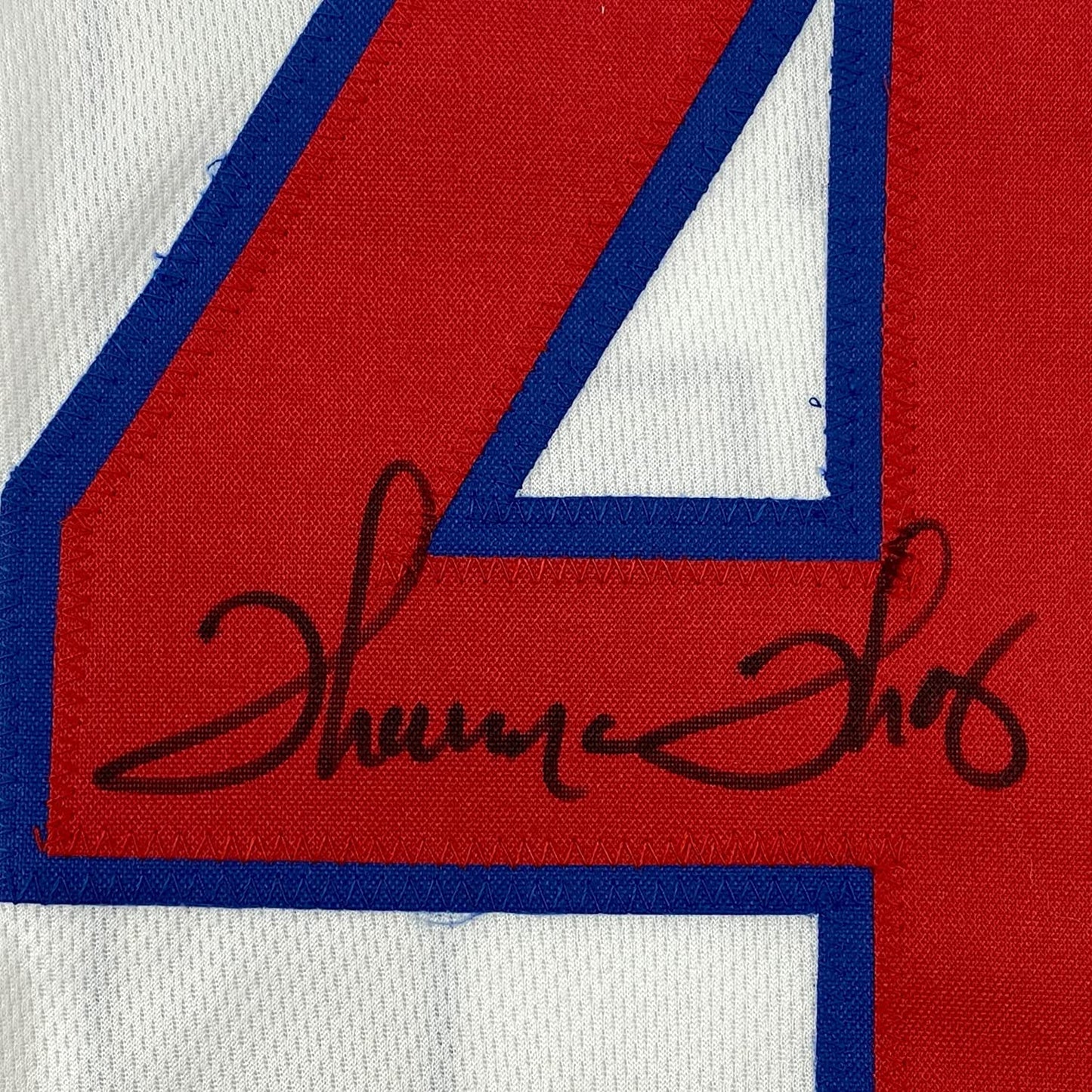 Framed Autographed/Signed Thurman Thomas 35x39 Buffalo White Alternate Football Jersey JSA COA