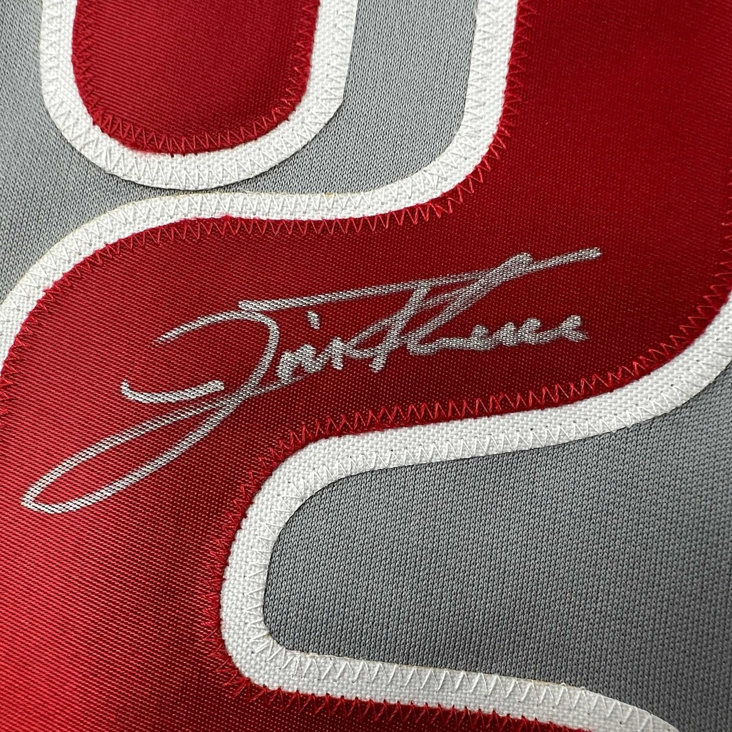 Framed Autographed/Signed Jim Thome 35x39 Philadelphia Grey Baseball Jersey JSA COA