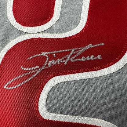 Framed Autographed/Signed Jim Thome 35x39 Philadelphia Grey Baseball Jersey JSA COA