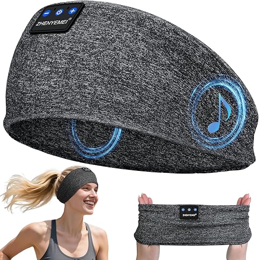 Sleep Headphones Wireless Bluetooth 5.4 Headband, Sports Earphones Sleep Earbuds with HD Stereo Speaker Microphone for Workout Jogging Yoga Insomnia Air Travel Meditation Unique Gifts Gray