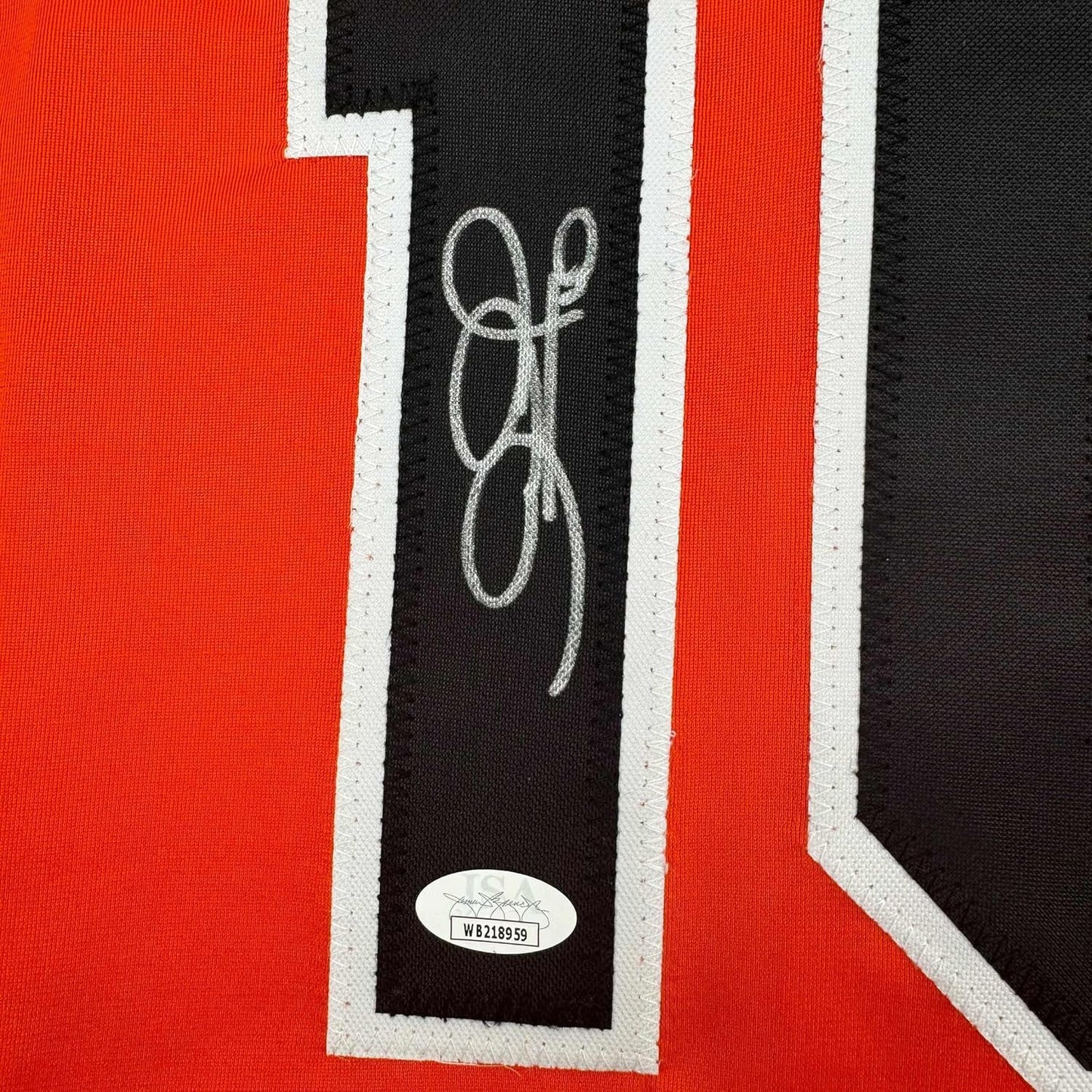 Framed Autographed/Signed Adam Jones 35x39 Baltimore Orange Baseball Jersey JSA COA