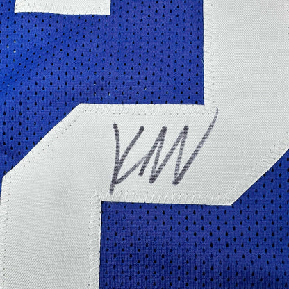 Framed Autographed/Signed Kyren Williams 35x39 Los Angeles LA Blue Football Jersey Beckett BAS COA