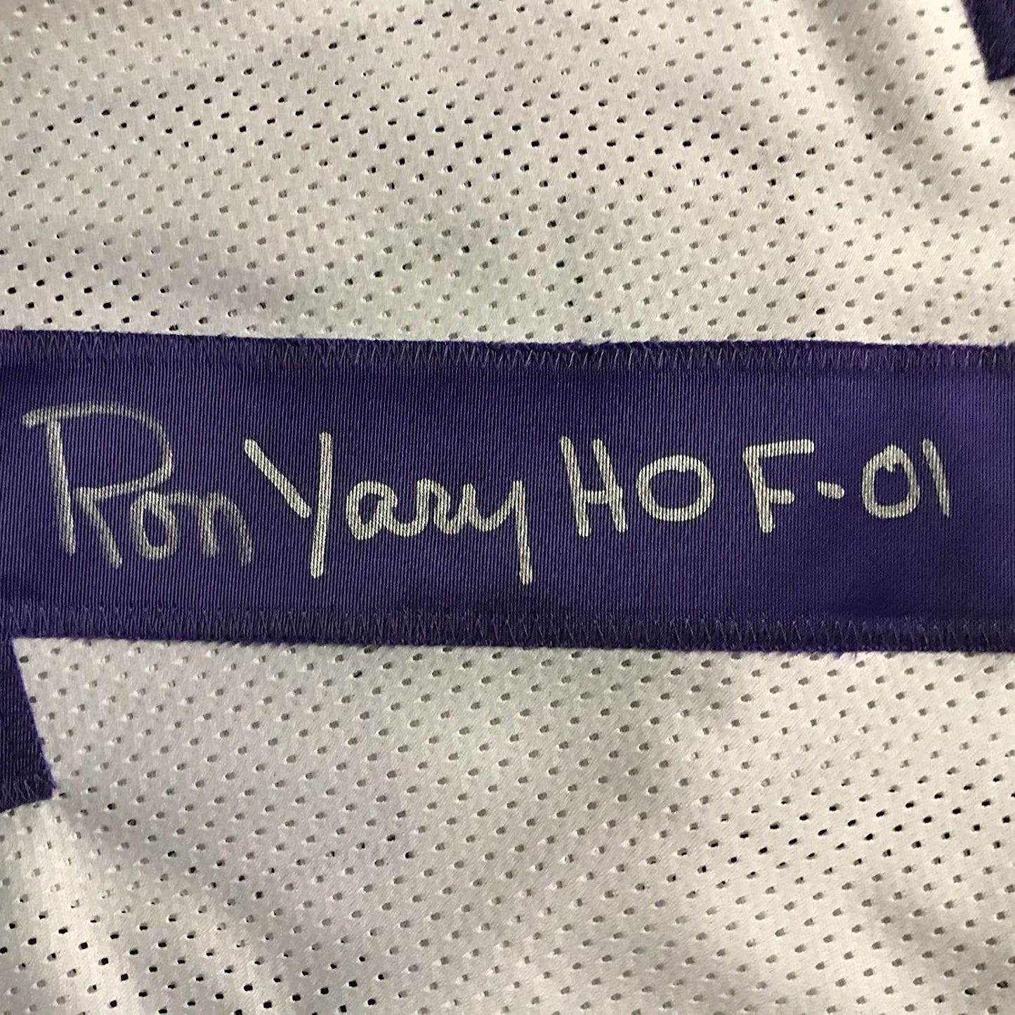 Autographed/Signed Ron Yary HOF 01 Minnesota White Football Jersey JSA COA