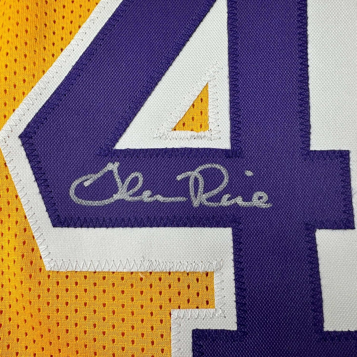 Framed Autographed/Signed Glen Rice 35x39 Los Angeles LA Yellow Basketball Jersey Beckett BAS COA