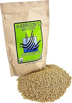 Harrison's Bird Foods Bird Food Adult Lifetime Fine Certified Organic Non-GMO Formula Bird Food 1lb