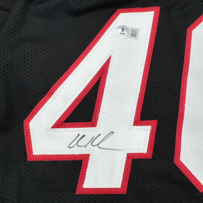 Framed Autographed/Signed Udonis Haslem 35x39 Miami Black Basketball Jersey Beckett BAS COA