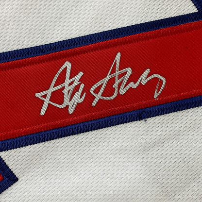 Framed Autographed/Signed Stephen Strasburg 35x39 Washington White Baseball Jersey PSA/DNA COA
