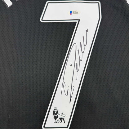 Framed Autographed/Signed Cristiano Ronaldo 35x39 Manchester United Black Soccer Jersey Beckett BAS COA #3