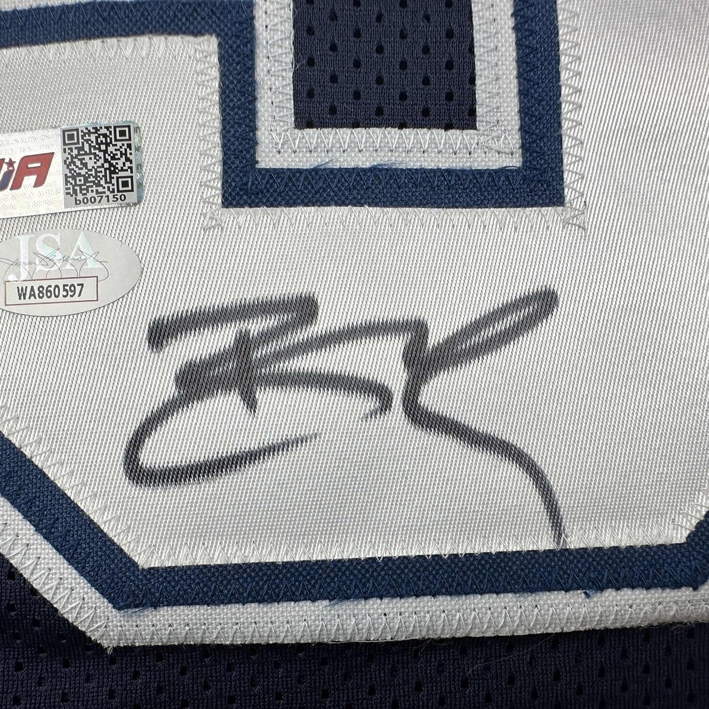 Framed Autographed/Signed Brandin Cooks 35x39 Dallas Blue Football Jersey JSA COA