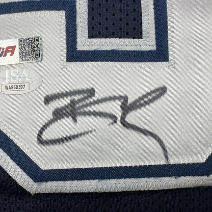 Framed Autographed/Signed Brandin Cooks 35x39 Dallas Blue Football Jersey JSA COA