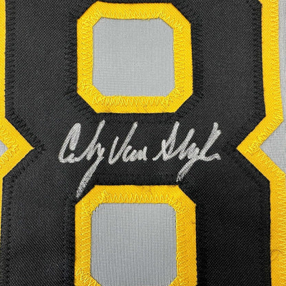 Framed Autographed/Signed Andy Van Slyke 35x39 Pittsburgh Grey Baseball Jersey JSA COA