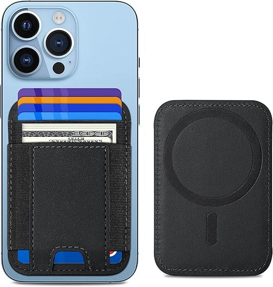 Upgraded for Magsafe Wallet, Strongest Magnetic Wallet, for iPhone Magsafe Walle t with 2 Card Slots, Magnetic Card Holder for iPhone 16/15/14/13/12 Series, Vegan Leather, Fit 7 Cards, Black
