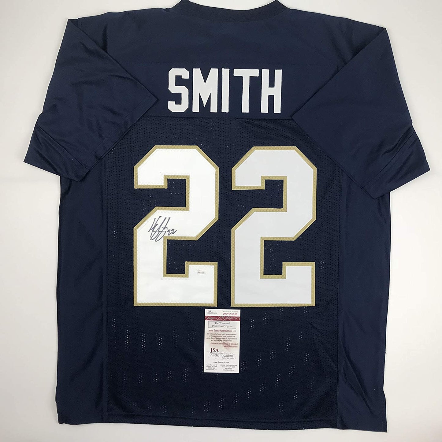 Autographed/Signed Harrison Smith Notre Dame Blue College Football Jersey JSA COA