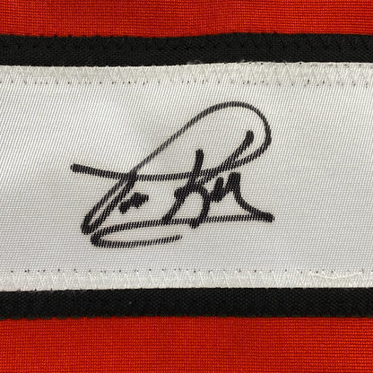Framed Autographed/Signed Tim Kerr 35x39 Philadelphia Orange Hockey Jersey JSA COA
