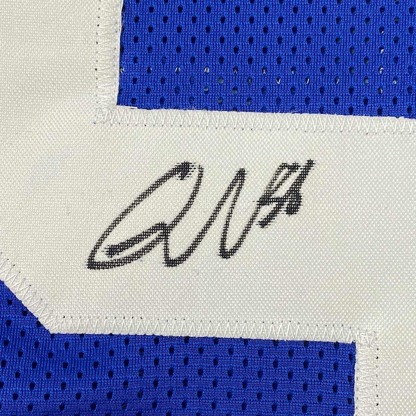 Framed Autographed/Signed Quenton Nelson 35x39 Indianapolis Blue Football Jersey JSA COA
