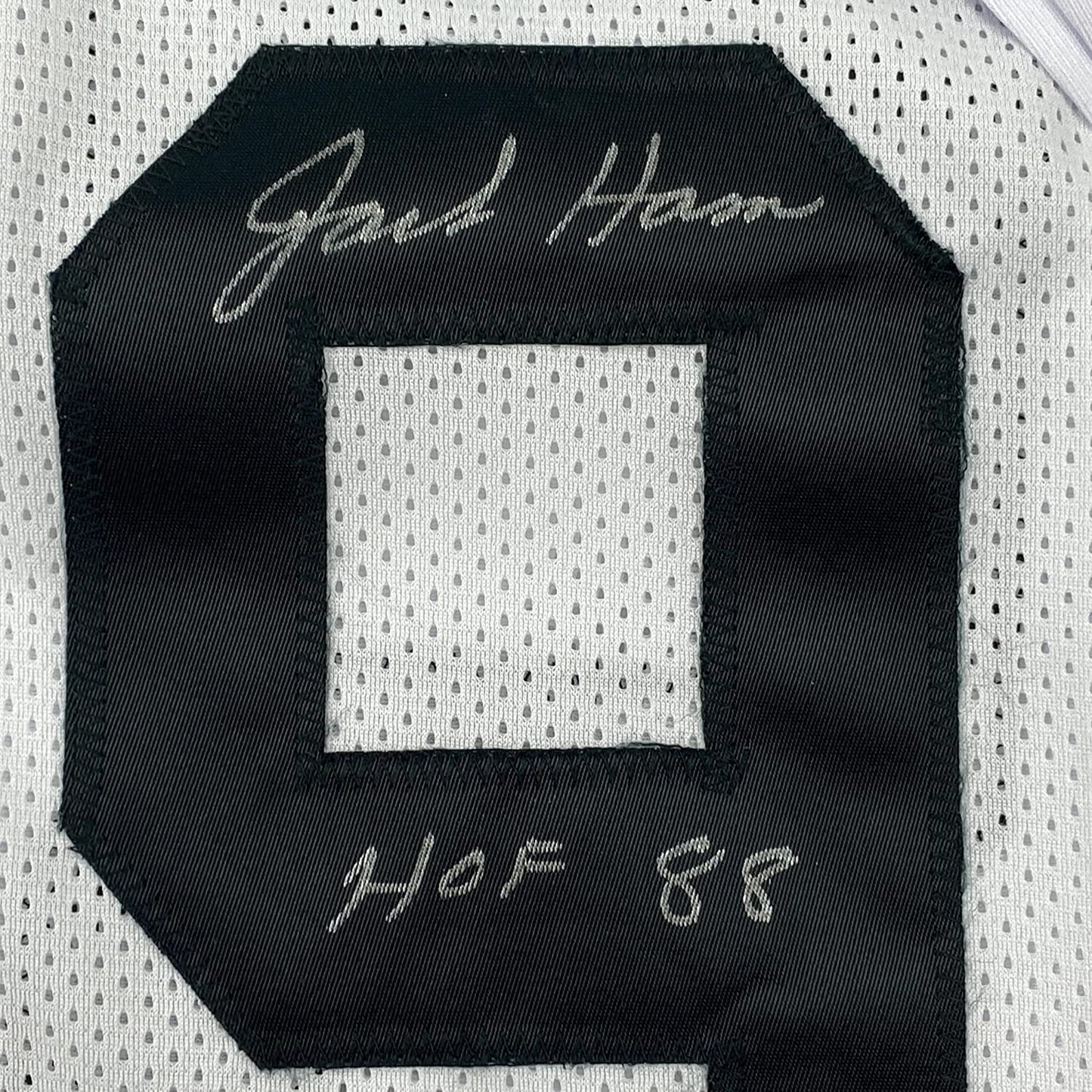 Framed Autographed/Signed Jack Ham HOF 88 35x39 Pittsburgh Steelers White Football Jersey JSA COA