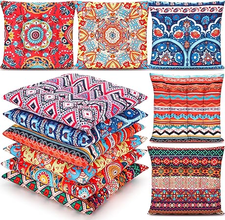 6 Pcs Bohemian Floor Pillows Seating 15 Inch Boho Floor Cushions Sitting Pillows for The Floor Square Yoga Mandala Meditation Pouf for Living Room Balcony Office Tatami(Classic)
