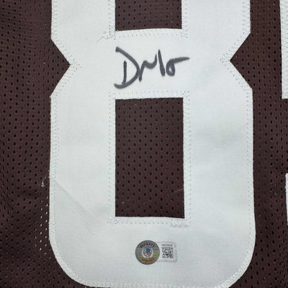 Framed Autographed/Signed David Njoku 35x39 Cleveland Football Brown Jersey Beckett BAS COA