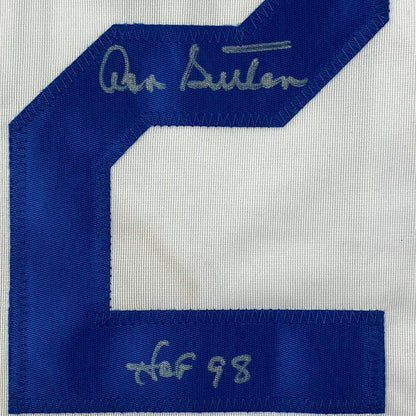 Framed Autographed/Signed Don Sutton HOF 98 35x39 Los Angeles LA White Baseball Jersey JSA COA