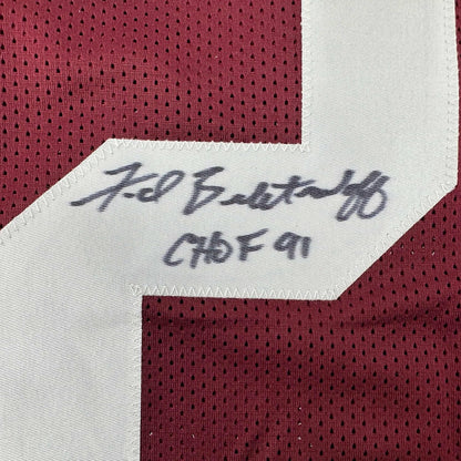 Framed Autographed/Signed Fred Biletnikoff 35x39 CHOF 91 Florida State FSU Red College Football Jersey JSA COA