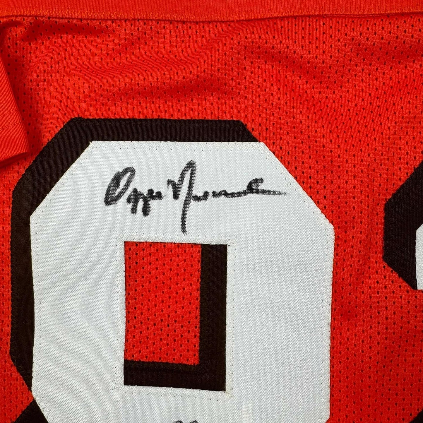 Framed Autographed/Signed Ozzie Newsome 35x39 Cleveland Football Orange Jersey Beckett BAS COA Holo