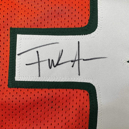 Framed Autographed/Signed Frank Gore 35x39 Miami Orange Football Jersey JSA COA