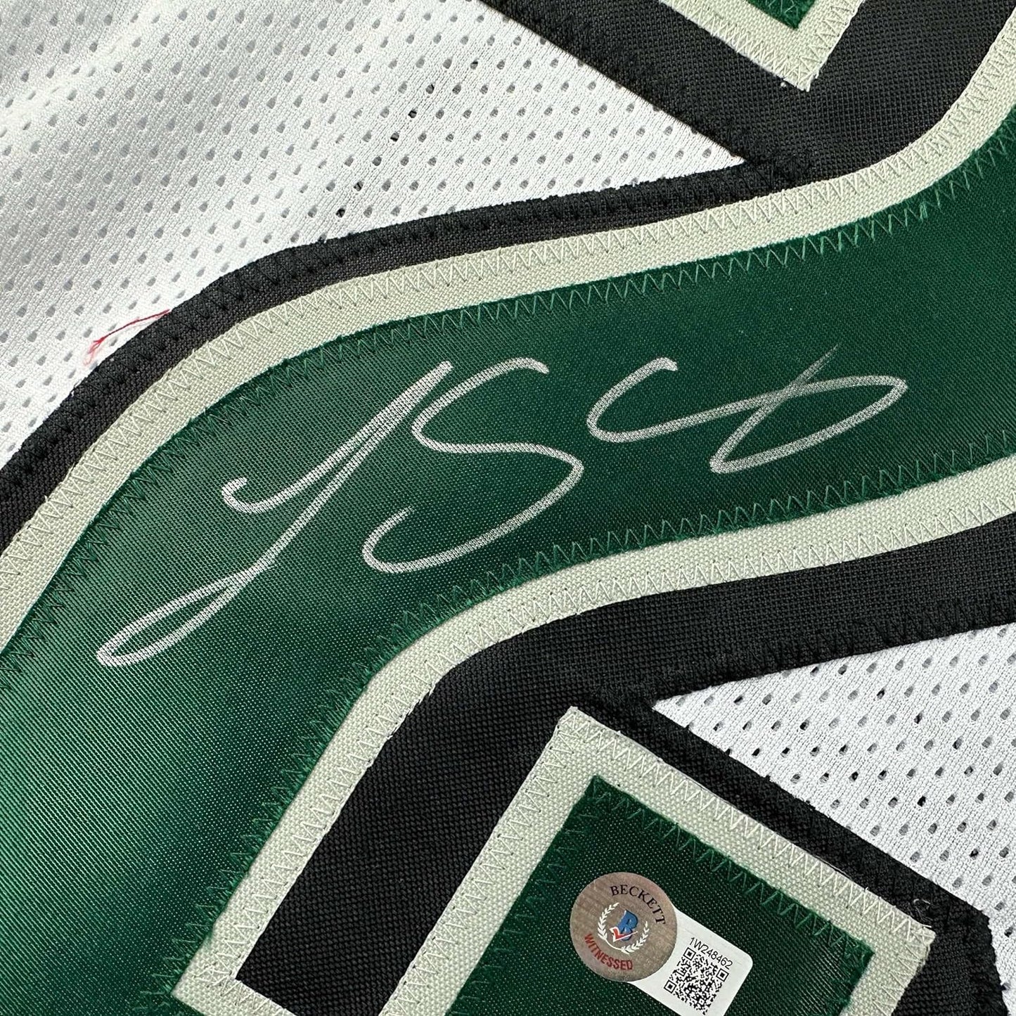 Framed Autographed/Signed LeSean McCoy 35x39 Philadelphia White Football Jersey Beckett BAS COA