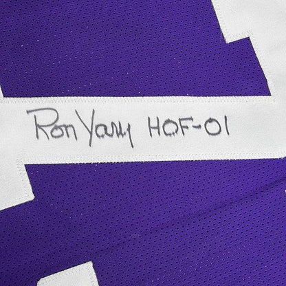 Framed Autographed/Signed Ron Yary 35x39 HOF 01  Minnesota Purple Football Jersey JSA COA